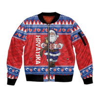 Croatia Christmas Sleeve Zip Bomber Jacket Djed Bozicnjak Hrvatska - Wonder Print Shop