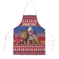 Netherlands Christmas Personalized Apron Santa Riding Lion Fijne Kerstdagen - Wonder Print Shop