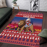 Netherlands Christmas Personalized Area Rug Santa Riding Lion Fijne Kerstdagen - Wonder Print Shop