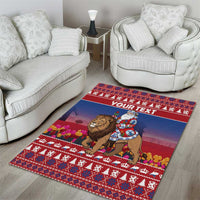 Netherlands Christmas Personalized Area Rug Santa Riding Lion Fijne Kerstdagen - Wonder Print Shop