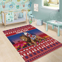 Netherlands Christmas Personalized Area Rug Santa Riding Lion Fijne Kerstdagen - Wonder Print Shop