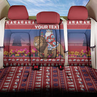 Netherlands Christmas Personalized Back Car Seat Cover Santa Riding Lion Fijne Kerstdagen - Wonder Print Shop