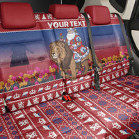 Netherlands Christmas Personalized Back Car Seat Cover Santa Riding Lion Fijne Kerstdagen - Wonder Print Shop