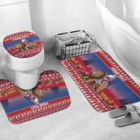 Netherlands Christmas Personalized Bathroom Set Santa Riding Lion Fijne Kerstdagen - Wonder Print Shop