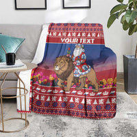 Netherlands Christmas Personalized Blanket Santa Riding Lion Fijne Kerstdagen - Wonder Print Shop