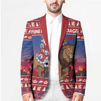 Netherlands Christmas Personalized Blazer Santa Riding Lion Fijne Kerstdagen - Wonder Print Shop