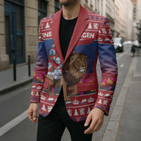 Netherlands Christmas Personalized Blazer Santa Riding Lion Fijne Kerstdagen - Wonder Print Shop