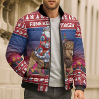 Netherlands Christmas Personalized Bomber Puffer Jacket Santa Riding Lion Fijne Kerstdagen - Wonder Print Shop