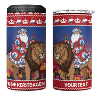 Netherlands Christmas Personalized 4 in 1 Can Cooler Tumbler Santa Riding Lion Fijne Kerstdagen - Wonder Print Shop