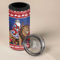 Netherlands Christmas Personalized 4 in 1 Can Cooler Tumbler Santa Riding Lion Fijne Kerstdagen - Wonder Print Shop