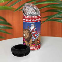Netherlands Christmas Personalized 4 in 1 Can Cooler Tumbler Santa Riding Lion Fijne Kerstdagen - Wonder Print Shop