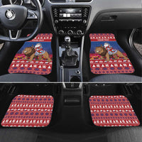 Netherlands Christmas Personalized Car Mats Santa Riding Lion Fijne Kerstdagen - Wonder Print Shop