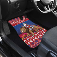 Netherlands Christmas Personalized Car Mats Santa Riding Lion Fijne Kerstdagen - Wonder Print Shop