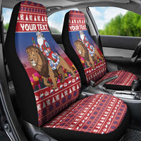 Netherlands Christmas Personalized Car Seat Cover Santa Riding Lion Fijne Kerstdagen - Wonder Print Shop