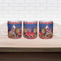 Netherlands Christmas Personalized Ceramic Mug Santa Riding Lion Fijne Kerstdagen - Wonder Print Shop