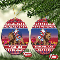 Netherlands Christmas Personalized Ceramic Ornament Santa Riding Lion Fijne Kerstdagen - Wonder Print Shop
