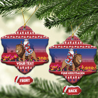 Netherlands Christmas Personalized Ceramic Ornament Santa Riding Lion Fijne Kerstdagen - Wonder Print Shop