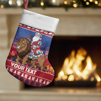 Netherlands Christmas Personalized Christmas Stocking Santa Riding Lion Fijne Kerstdagen - Wonder Print Shop