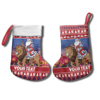 Netherlands Christmas Personalized Christmas Stocking Santa Riding Lion Fijne Kerstdagen - Wonder Print Shop