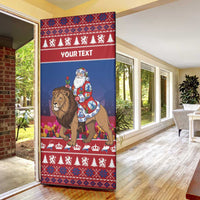 Netherlands Christmas Personalized Door Cover Santa Riding Lion Fijne Kerstdagen - Wonder Print Shop