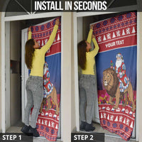 Netherlands Christmas Personalized Door Cover Santa Riding Lion Fijne Kerstdagen - Wonder Print Shop