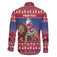 Netherlands Christmas Personalized Family Matching Long Sleeve Bodycon Dress and Hawaiian Shirt Santa Riding Lion Fijne Kerstdagen - Wonder Print Shop
