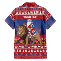 Netherlands Christmas Personalized Family Matching Off The Shoulder Long Sleeve Dress and Hawaiian Shirt Santa Riding Lion Fijne Kerstdagen - Wonder Print Shop