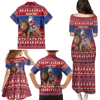 Netherlands Christmas Personalized Family Matching Puletasi and Hawaiian Shirt Santa Riding Lion Fijne Kerstdagen - Wonder Print Shop
