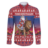 Netherlands Christmas Personalized Family Matching Puletasi and Hawaiian Shirt Santa Riding Lion Fijne Kerstdagen - Wonder Print Shop