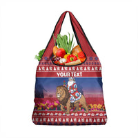 Netherlands Christmas Personalized Grocery Bag Santa Riding Lion Fijne Kerstdagen - Wonder Print Shop