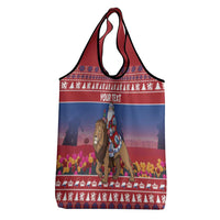 Netherlands Christmas Personalized Grocery Bag Santa Riding Lion Fijne Kerstdagen - Wonder Print Shop