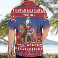 Netherlands Christmas Personalized Hawaiian Shirt Santa Riding Lion Fijne Kerstdagen - Wonder Print Shop