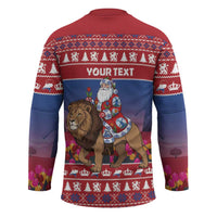 Netherlands Christmas Personalized Hockey Jersey Santa Riding Lion Fijne Kerstdagen - Wonder Print Shop