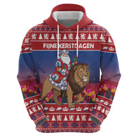Netherlands Christmas Personalized Hoodie Santa Riding Lion Fijne Kerstdagen - Wonder Print Shop