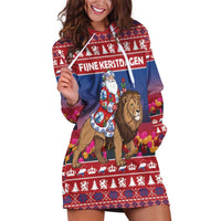 Netherlands Christmas Personalized Hoodie Dress Santa Riding Lion Fijne Kerstdagen - Wonder Print Shop