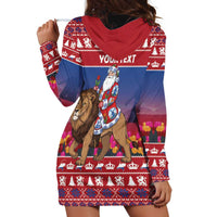 Netherlands Christmas Personalized Hoodie Dress Santa Riding Lion Fijne Kerstdagen - Wonder Print Shop
