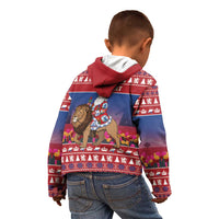 Netherlands Christmas Personalized Kid Hoodie Santa Riding Lion Fijne Kerstdagen - Wonder Print Shop