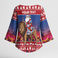 Netherlands Christmas Personalized Kimono Sleeve Blouse Santa Riding Lion Fijne Kerstdagen - Wonder Print Shop