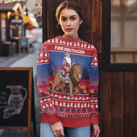Netherlands Christmas Personalized Ugly Christmas Sweater Santa Riding Lion Fijne Kerstdagen - Wonder Print Shop