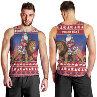 Netherlands Christmas Personalized Men Tank Top Santa Riding Lion Fijne Kerstdagen - Wonder Print Shop