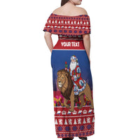 Netherlands Christmas Personalized Off Shoulder Maxi Dress Santa Riding Lion Fijne Kerstdagen - Wonder Print Shop