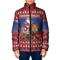Netherlands Christmas Personalized Padded Jacket Santa Riding Lion Fijne Kerstdagen - Wonder Print Shop