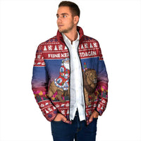Netherlands Christmas Personalized Padded Jacket Santa Riding Lion Fijne Kerstdagen - Wonder Print Shop