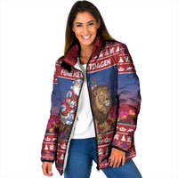 Netherlands Christmas Personalized Padded Jacket Santa Riding Lion Fijne Kerstdagen - Wonder Print Shop