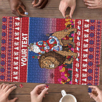 Netherlands Christmas Personalized Puzzle Santa Riding Lion Fijne Kerstdagen - Wonder Print Shop