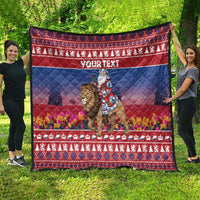 Netherlands Christmas Personalized Quilt Santa Riding Lion Fijne Kerstdagen - Wonder Print Shop