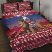 Netherlands Christmas Personalized Quilt Bed Set Santa Riding Lion Fijne Kerstdagen - Wonder Print Shop