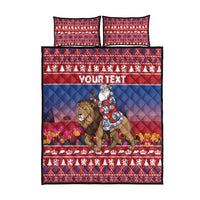 Netherlands Christmas Personalized Quilt Bed Set Santa Riding Lion Fijne Kerstdagen - Wonder Print Shop