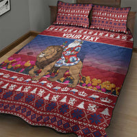 Netherlands Christmas Personalized Quilt Bed Set Santa Riding Lion Fijne Kerstdagen - Wonder Print Shop