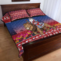 Netherlands Christmas Personalized Quilt Bed Set Santa Riding Lion Fijne Kerstdagen - Wonder Print Shop